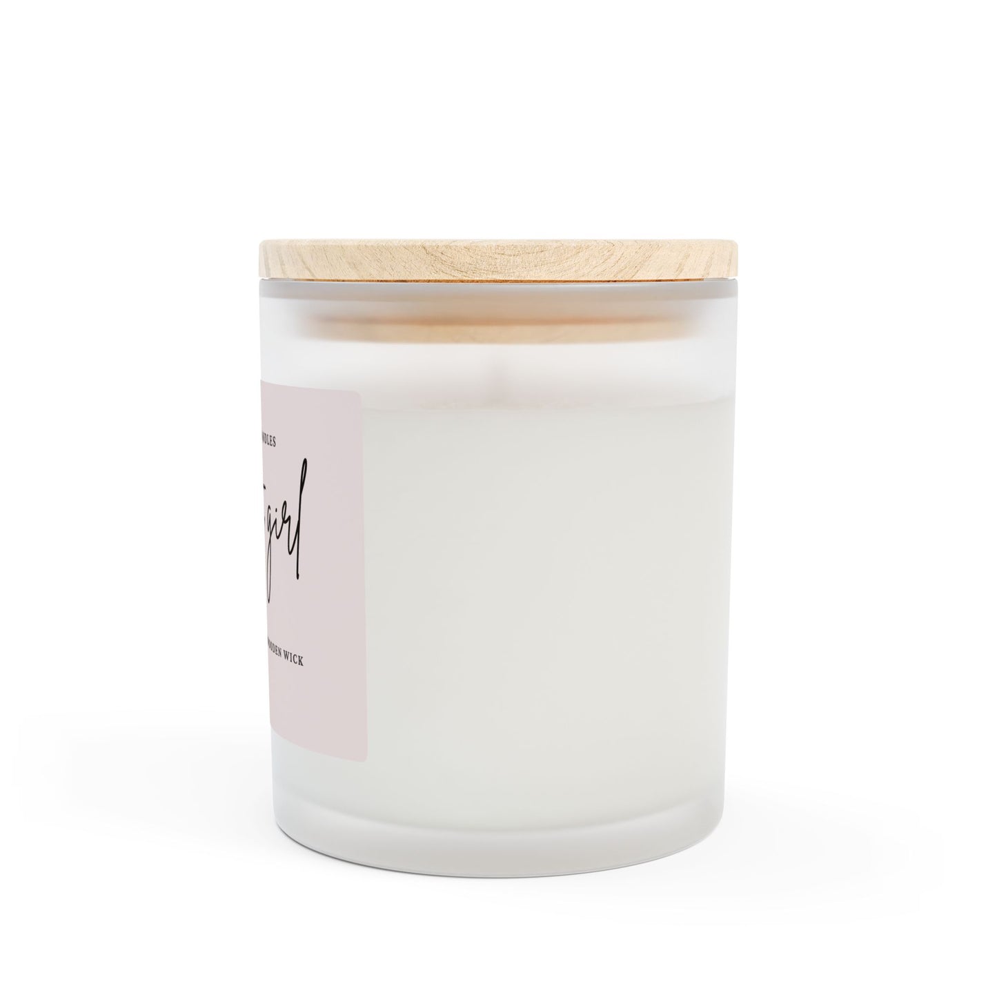 A Pretty Girl 11oz Frosted Glass Candle - Hand-Poured Soy Wax with Wooden Wick